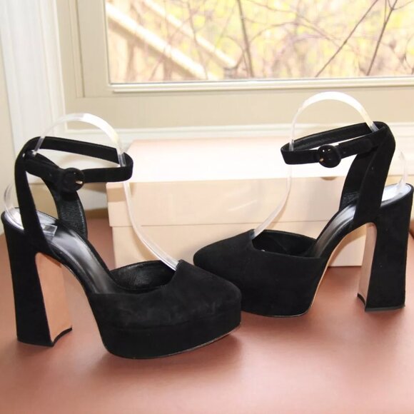 ❤️ $695 Alexandre Birman Vita Platform Suede Ankle Strap Pump; 39.5 - Picture 7 of 10